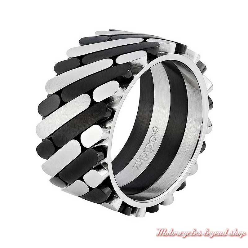 Bague Creative Zippo, acier, noir, argent