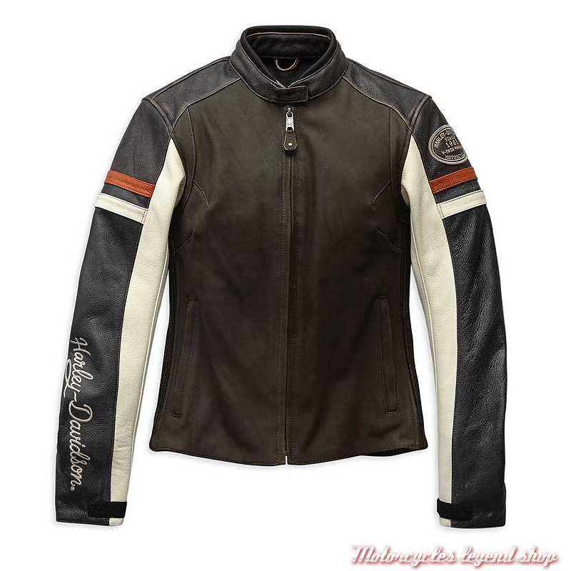 Blouson cuir Delmita Harley-Davidson femme, marron, vintage, CE, 98044-19EW