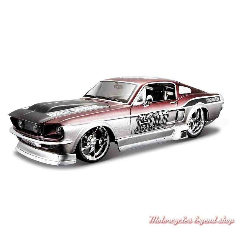 Miniature Ford Mustang GT 1967 Harley-Davidson, gris, marron, 1/24, 32160-32168