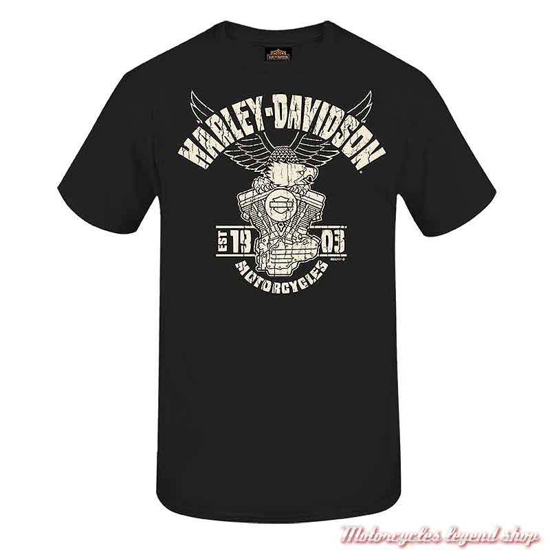 Tee-shirt Eagle Decal Harley-Davidson homme, noir, manches courtes, Cornouaille Moto Quimper Bretagne, R004017