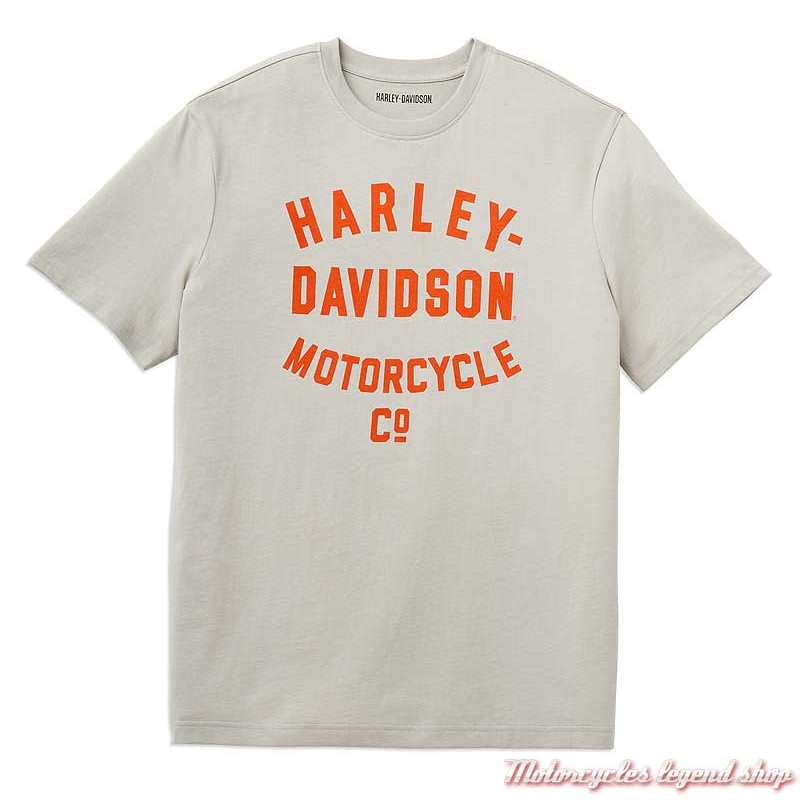 T-shirt Racer Motorcycle Co Harley-Davidson homme, écru, orange, manches courtes, coton, 96054-22VM