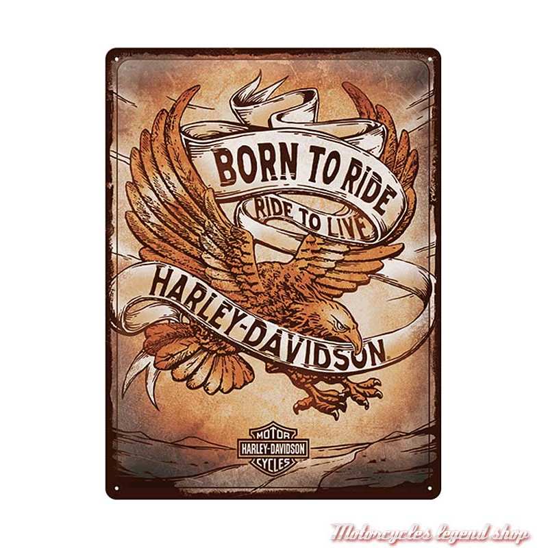 Plaque métal Born to Ride Eagle Harley-Davidson, vintage, 23317