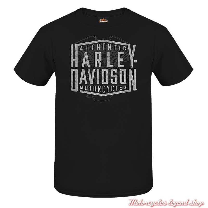 Tee- shirt Structured Harley-Davidson homme, noir, manches courtes, Cornouaille Moto Quimper Bretagne, R004435