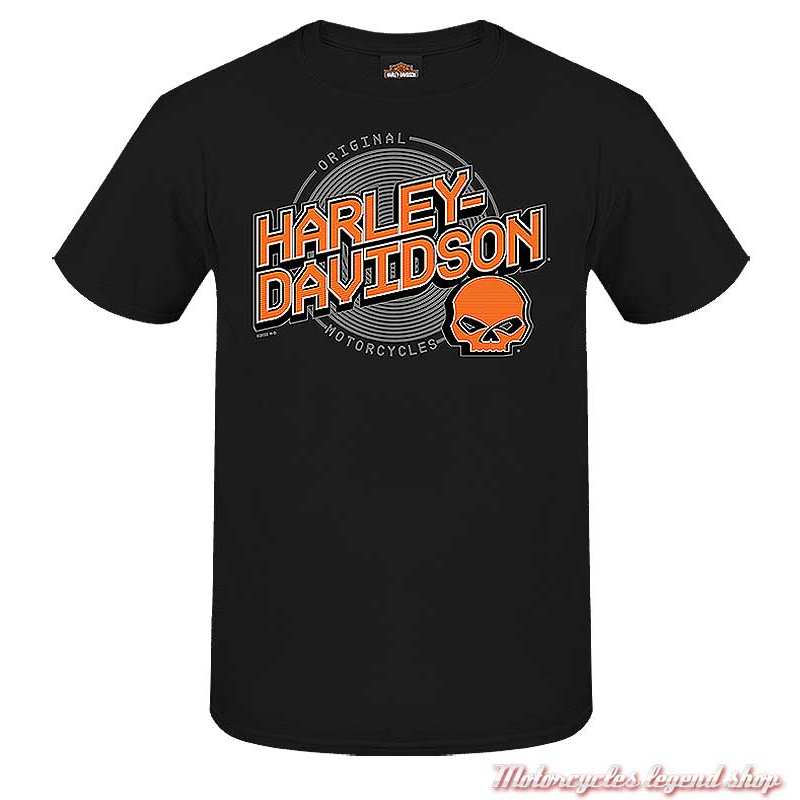 Tee-shirt Vortex Harley-Davidson homme, skull, noir, manches courtes, Cornouaille Moto Quimper Bretagne, R004459