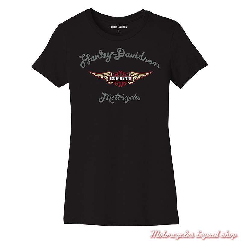 Tee Shirt Forever Silver Wing Harley Davidson Femme Motorcycles Legend Shop 