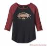 Tee-shirt Diamond Colorblock 120th Anniversary Harley-Davidson femme, noir et rouge, coton, modal, manches 3/4, 96682-23VW