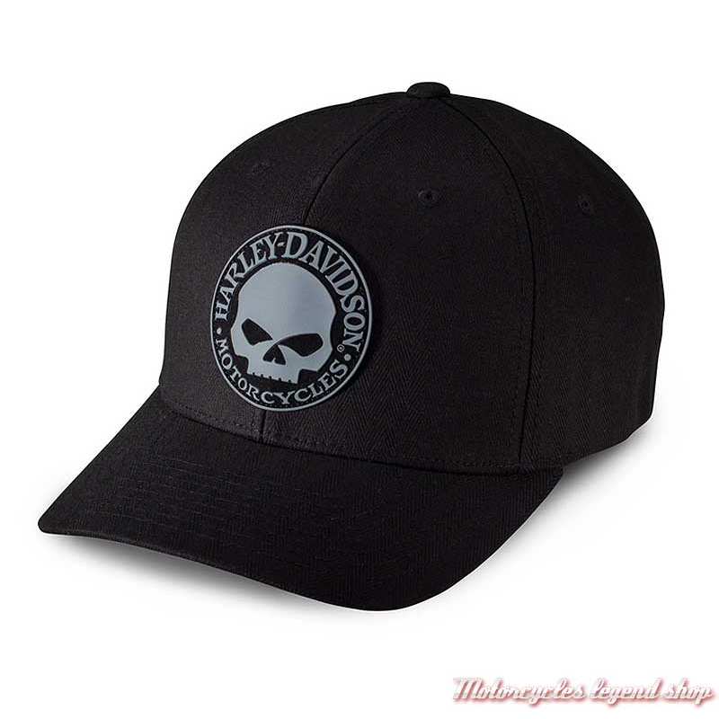 Casquette Skull Willie G. Harley-Davidson homme, noir, coton, extensible, 99409-16VM