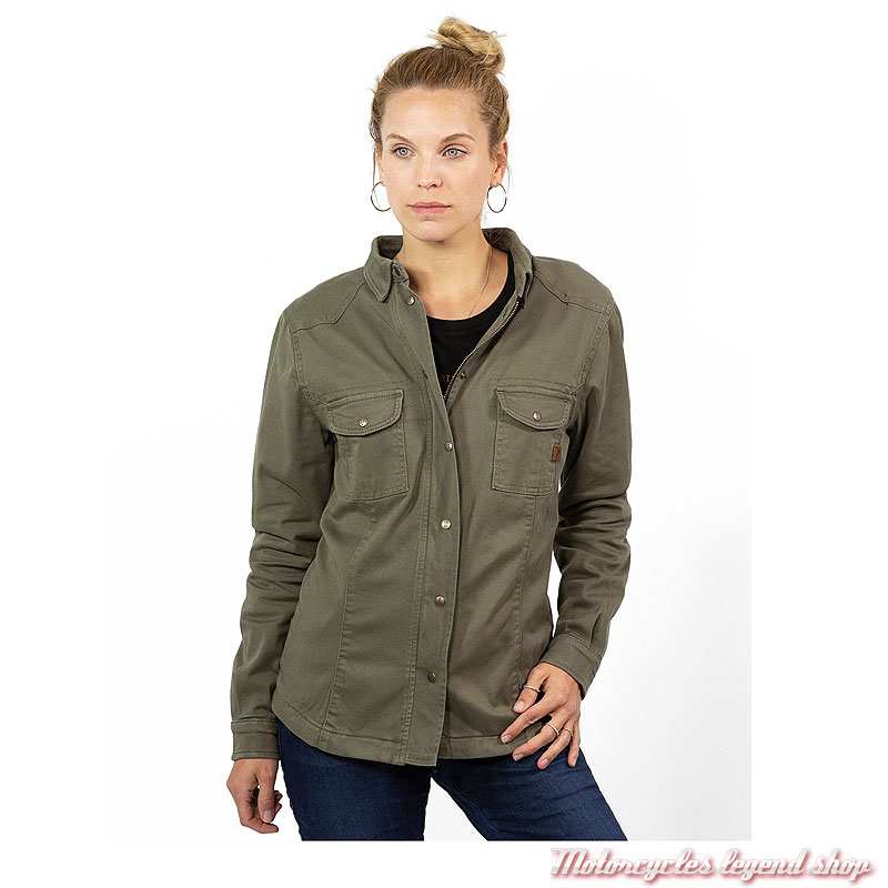 Chemise Riding Olive femme John Doe, protections coudes épaules, JDL8003