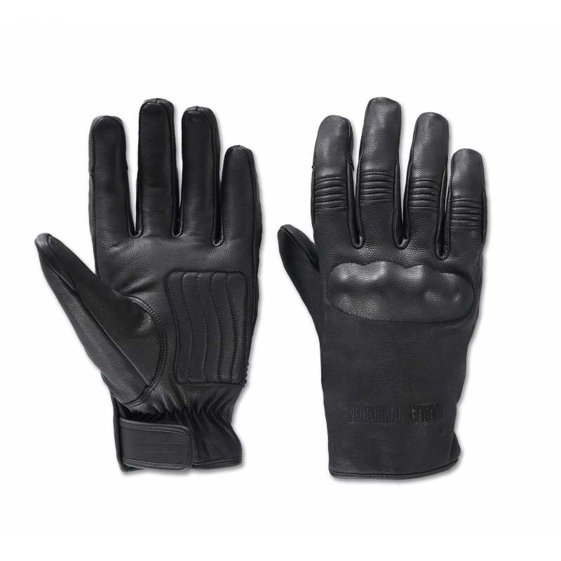 Gants cuir Gild Waterproof Harley-Davidson homme, noir, brodés, homologués, 97116-24VM