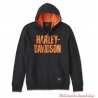 Sweatshirt Bar Font Harley-Davidson homme zippé, noir, capuche intérieur orange, coton, 99191-24VM