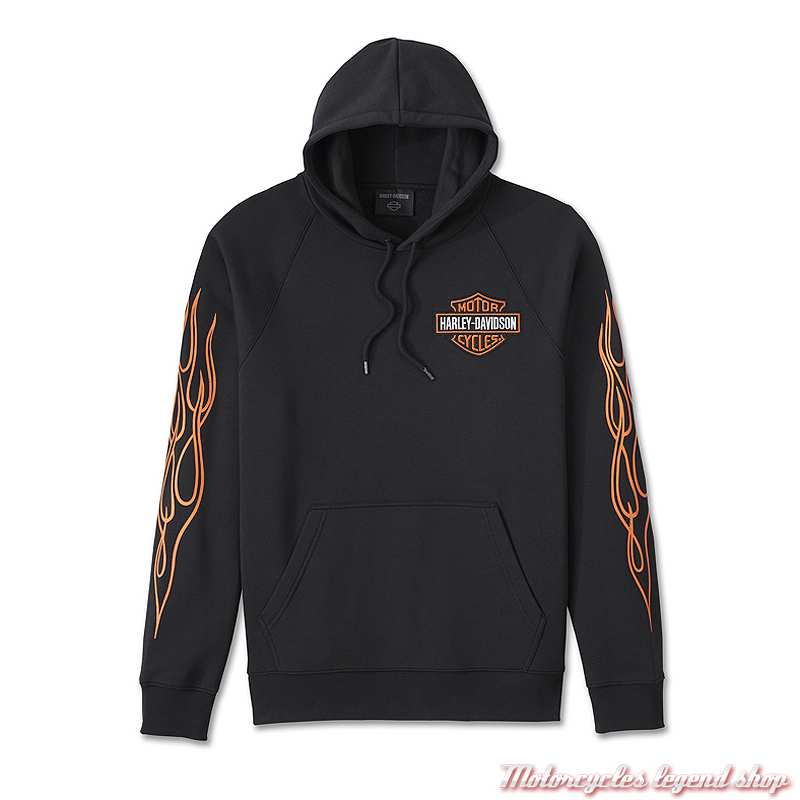 Sweatshirt Rising Eagle Harley-Davidson homme, à capuche, noir, flaming, 96519-24VM