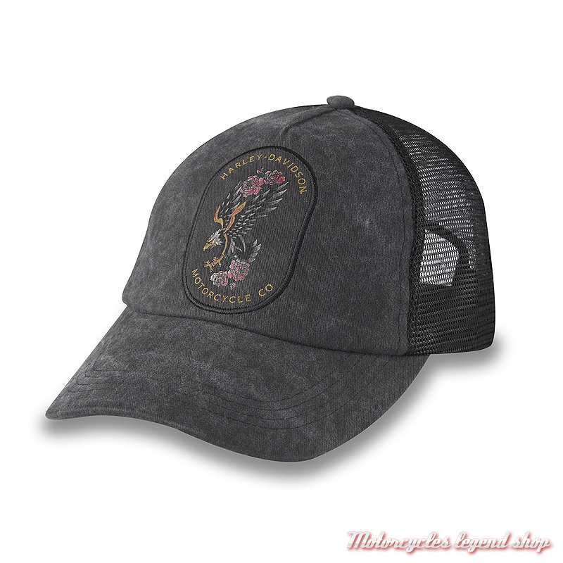 Casquette American Trucker Tattoo Harley-Davidson femme, noir, filet, 97751-24VW