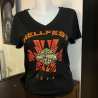 T- shirt Hellfest 2024 Harley-Davidson femme, noir, col v, manches courtes, coton