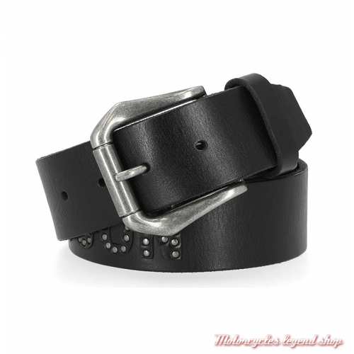 Ceinture cuir Rivets Logo Harley-Davidson homme, noir, BMU008/08