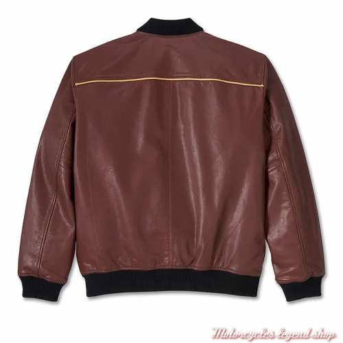 Blouson cuir 120th Anniversary Harley-Davidson homme, bombers, marron, dos, 97035-23VM