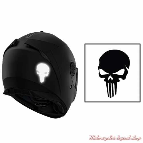 Sticker noir réfléchissant Skull VFfluo, non homologué casque