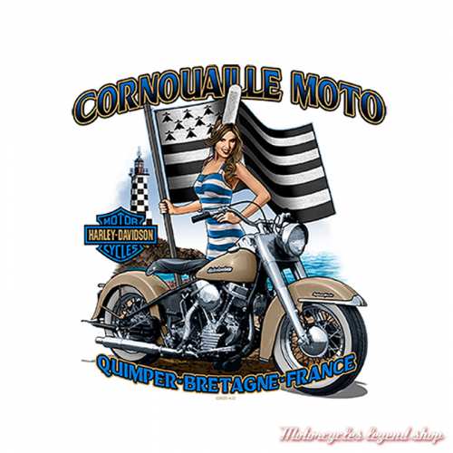 Tee-shirt Fateful Harley-Davidson homme, backprint Cornouaille Moto Quimper Bretagne, noir, manches courtes, coton, 40291592