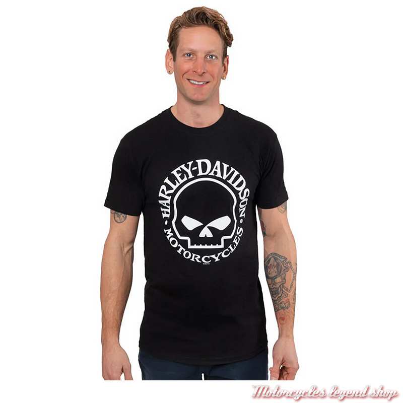 Tee-shirt Willie G Outline Harley-Davidson homme, Cornouaille Moto Quimper Bretagne, noir, manches courtes, coton, 40291553