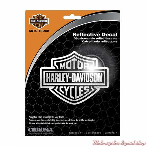 Sticker Bar & Shield Reflechissant Harley-Davidson, 14.5 x 11 cm, CG28001