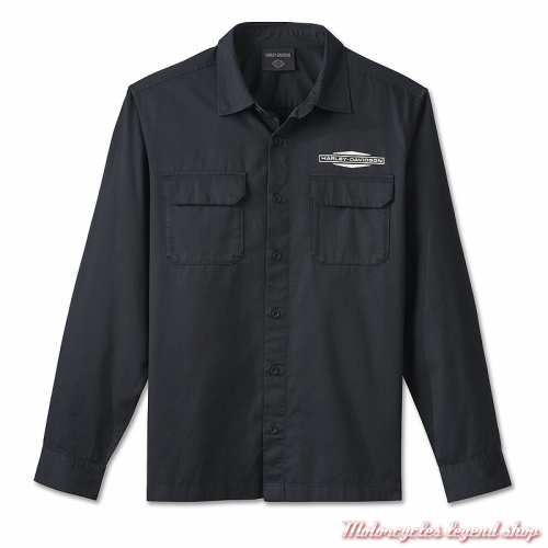 Chemise Wrench Crew Mechanics Harley-Davidson homme, manches longues, noir, coton, 96037-25VM