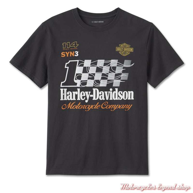 Tee-shirt Road Racer Harley-Davidson homme, noir, manches courtes, coton, 96015-25VM