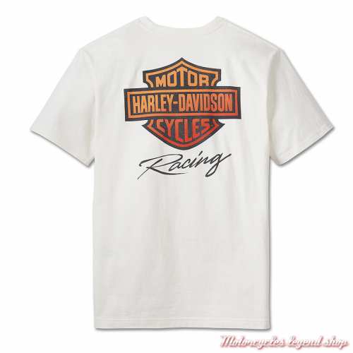 Tee-shirt One Racer Harley-Davidson hommee, blanc, manches courtes, coton, dos, 96014-25VM