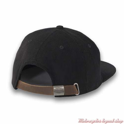 Casquette Stacked velours noir Harley-Davidson, coton, réglable, arrière, 97613-25VM