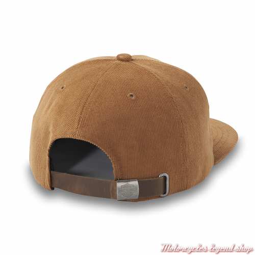 Casquette Stacked velours caramel Harley-Davidson, coton, réglable, dos, 97614-25VM