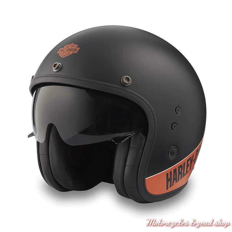 Casque Jet Victory Harley-Davidson, écran solaire, mat, noir, orange, 97116-25EX