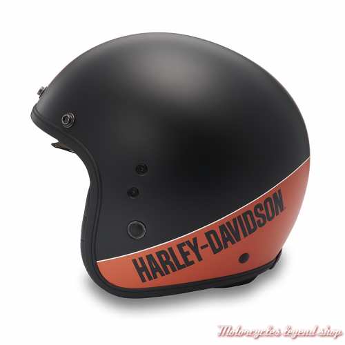 Casque Jet Victory Harley-Davidson, écran solaire, mat, noir, orange, profil gauche, 97116-25EX