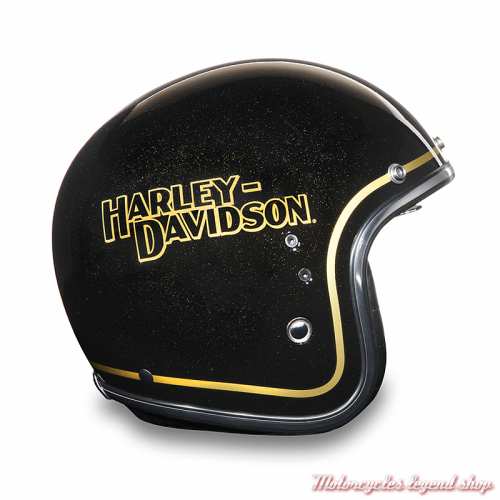 Casque Jet gloss metal noir Harley-Davidson femme, interieur leopard, profil droit, 97117-25EX