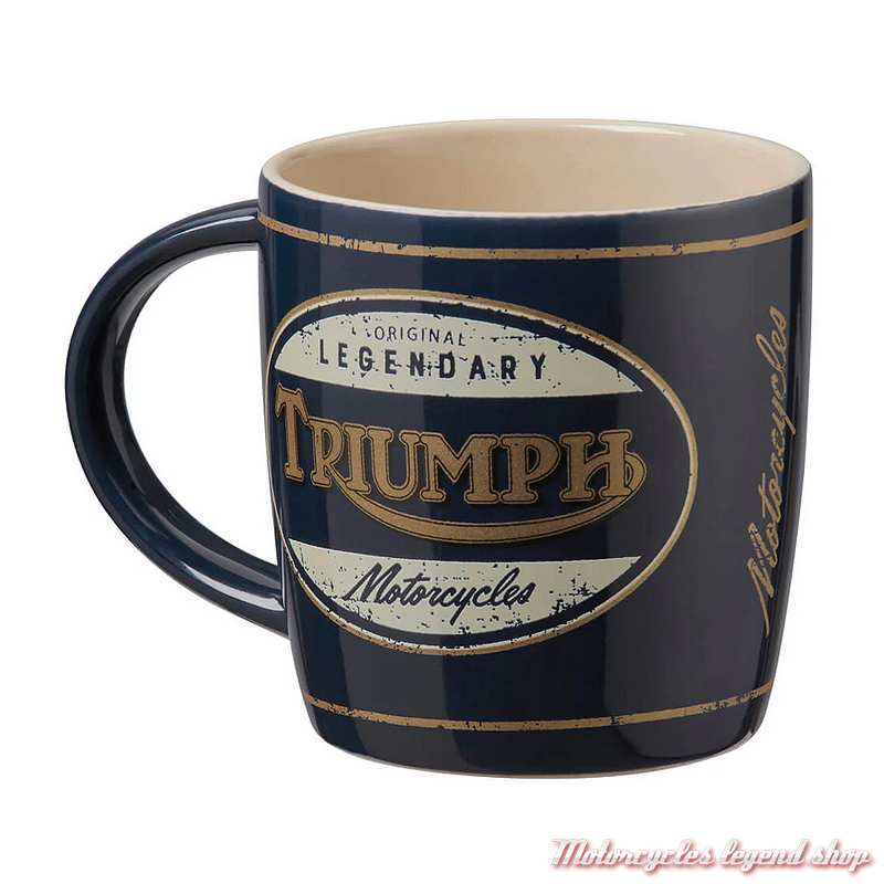 Mug Legendary Motorcycles Triumph, 33 cl, céramique, bleu navy, MLMA24903