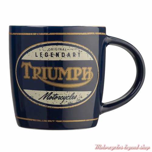 Mug Legendary Motorcycles Triumph, 33 cl, céramique, bleu navy, dos, MLMA24903