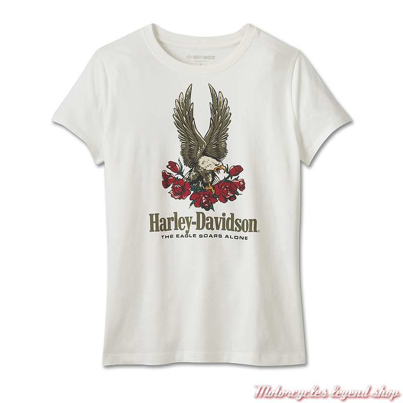 Tee-shirt Forever Harley-Davidson femme, aigle, blanc, manches courtes, coton, 96074-25VW