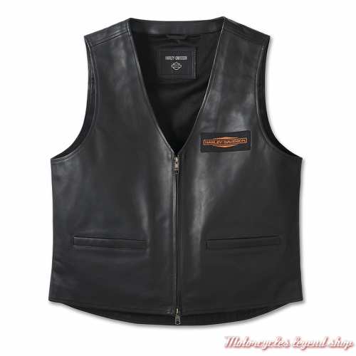 Gilet Biker cuir City Limits Harley-Davidson homme, zippé, noir, 97001-25VM