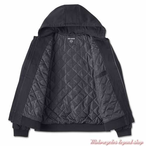 Blouson Workwear Bar &amp; Shield Harley-Davidson homme, à capuche, noir, coton, intérieur doublé, 97401-25VM