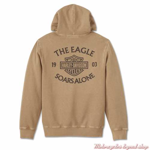 Sweashirt Eagle Soars Alone Harley-Davidson homme, à capuche, tan, coton, dos, 96002-25VM