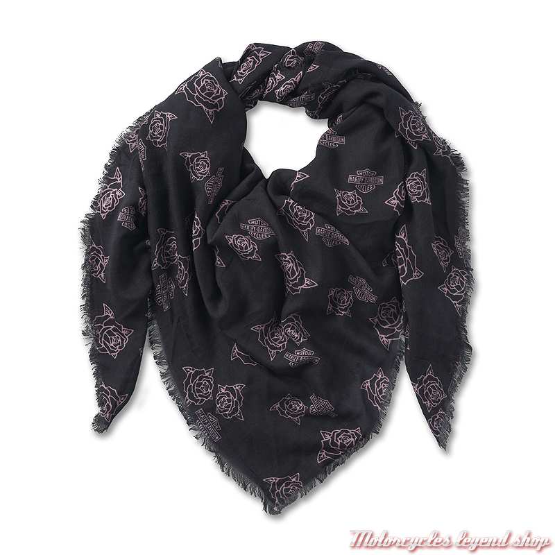 Foulard Roses Harley-Davidson femme, noir, rose, 97642-25VW