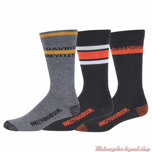 Chaussettes unisexe Harley-Davidson, noir, gris, orange, D95273470-990