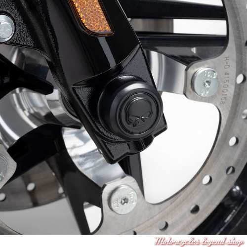 Caches écrous axes de roue avant Skull Willie G. Harley-Davidson, noir, Street Glide, Road Glide, visuel, 43000317