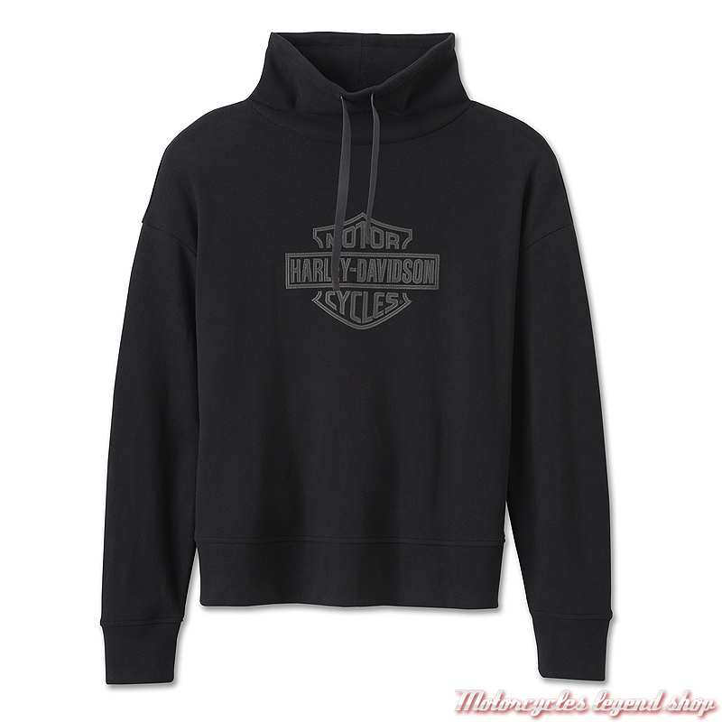 Sweatshirt Bar & Shield Harley-Davidson femme, col cheminée, noir, coton, 96059-25VW