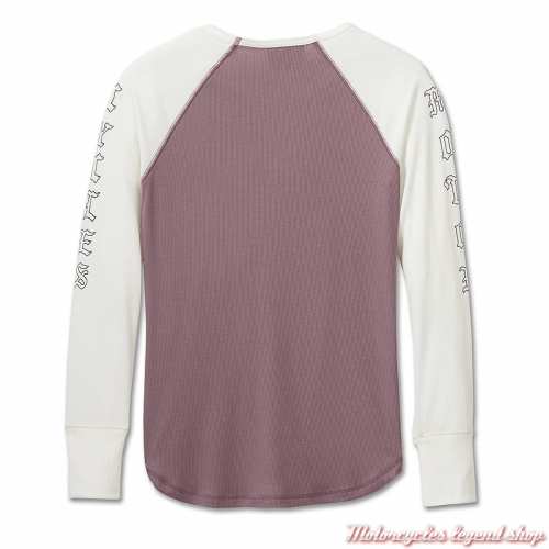 Tee-shirt Authentic Colorblock Harley-Davidson femme, vieux rose, écru, manches longues, modal, dos, 96080-25VW