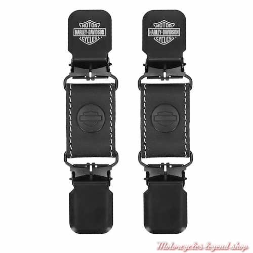 Clips bottes - pantalon cuir Harley-Davidson, noir mat et cuir, MAU400/08