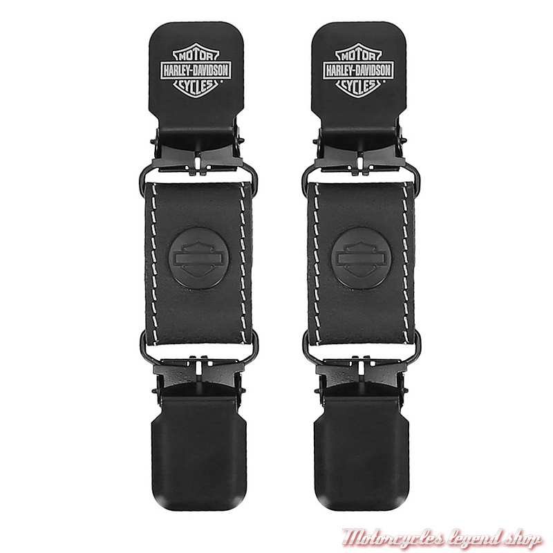 Clips bottes - pantalon cuir Harley-Davidson, noir mat et cuir, MAU400/08