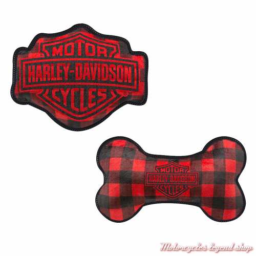 Jouets animaux Plaid Harley-Davidson, Bar & Shield, os, en tissu rouge et noir, plaid, HDX-90212