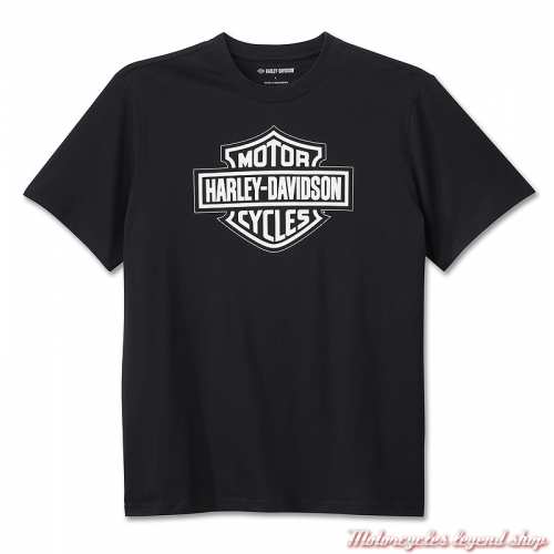 Pyjama Bar &amp; Shield homme Harley-Davidson, t-shirt noir manches courtes, coton, 96113-25VM