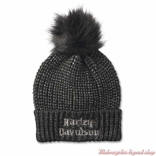 Bonnet Pom Pom noir Harley-Davidson femme