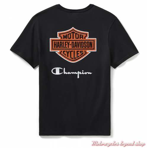 T- shirt Fanatic Champion x Harley-Davidson relaxed, unisexe, noir, manches courtes, dos,96870-24VM