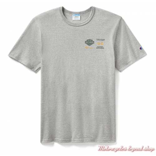 T- shirt Fanatic gris Champion x Harley-Davidson unisexe, manches courtes, coton, 96867-24VM