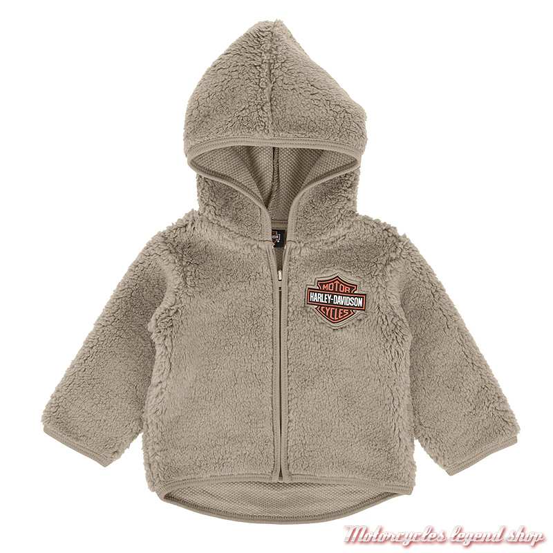 Veste à capuche Bar & Shield Sherpa Harley-Davidson enfant, bébés, garçon - fille, polyester, beige, 6554400